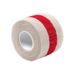 Elastic Adhesive Bandage Roll with Red Stripe on transparent background