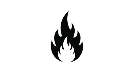 Black flame silhouette fire emblem isolated artistic burn energy heat icon symbol design element silhouette