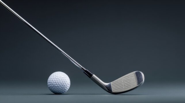 A golf ball is next to a golf club - Powered by Adobe