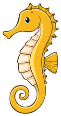 Fototapeta premium Golden Sea Horse Cartoon Illustration Marine Animal Vector Design Artwork