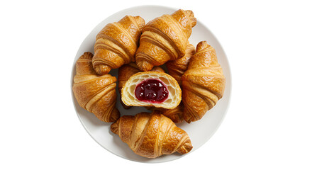 Photo Croissants With Berry Jam Filling On Plate