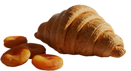 Photo Croissant And Dried Apricots Isolated On Black Background