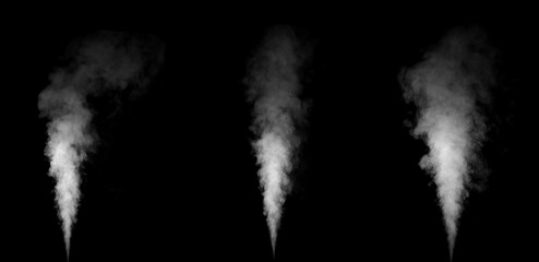 White smoke or steam rising on black background, perfect for design, vapor effect, or abstract concept. Ideal for advertising, photo compositing, and visual effect projects.