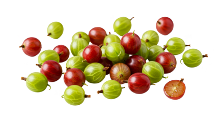 Photo Fresh Red Green Gooseberries Isolated Transparent Background