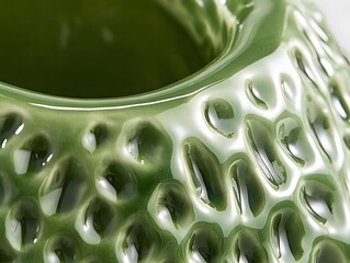 Closeup Green Ceramic Vase Texture Abstract Art