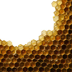 Isolated Realistic Honeycomb Texture with Golden Honey Drips