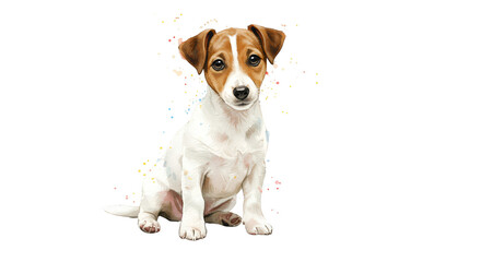 Photo Isolated Jack Russell Terrier Puppy Sitting Black Background