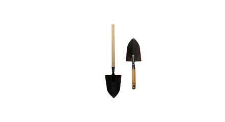 Isolated Realistic Illustration of Garden Shovels on Black Background