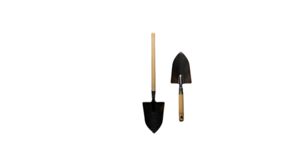 Isolated Realistic Illustration of Garden Shovels on Black Background