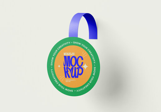 Realistic Hanging Wobbler Mockup &ndash; Round Shelf Talker Label Mockup for Product Promotion and Retail Advertising