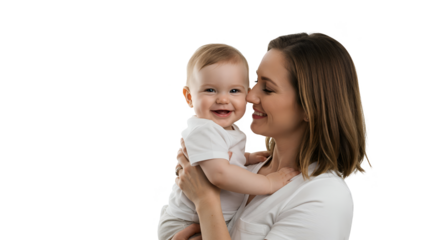 Photo Mother Holding Smiling Baby Isolated White Background