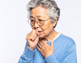 風邪をひいて咳き込むお婆さん1