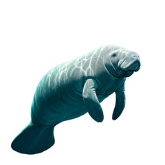 Photo Of A Manatee Underwater With Bubbles And Light Rays