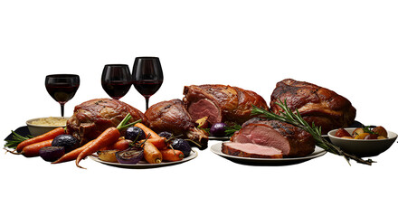 Photo of a Meat Feast Dinner with Roast Meats and Vegetables