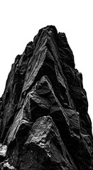 Isolated Realistic Mountain Peak Dark Texture White Highlights