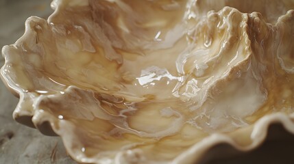 Abstract Beige Resin Art Bowl, Sculptural Ceramic Dish, Modern Home Decor