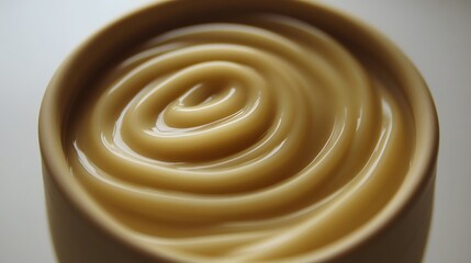 Swirled Creamy Liquid in Bowl, Close-up Texture Photography