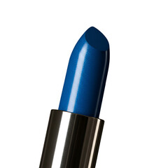 Photo of an isolated dark blue lipstick with sparkles