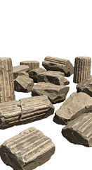 Photo of ancient stone pillar ruins on transparent background