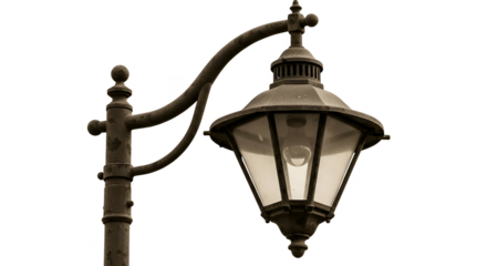 Isolated Realistic Old Style Street Lamp with Ornate Post