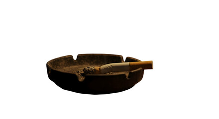 Photo of Ashtray with Cigarette and Ash Dark Background