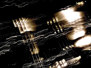 光の軌跡と抽象的な都市の残像