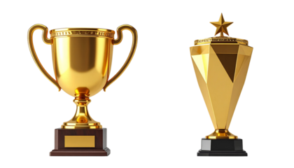 Success Symbol Trophy Bundle, isolated on transparent background