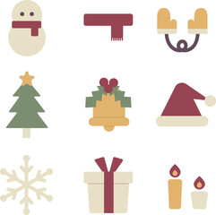 シンプルな冬のアイコンセット