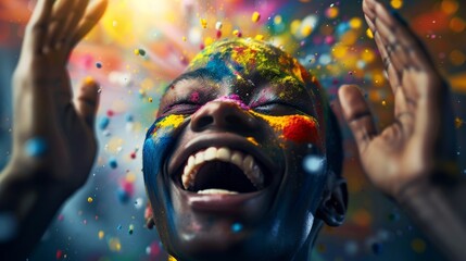 Joyful celebration of colorful expression urban festival portrait photography vibrant environment upbeat viewpoint artistic concept for engagement