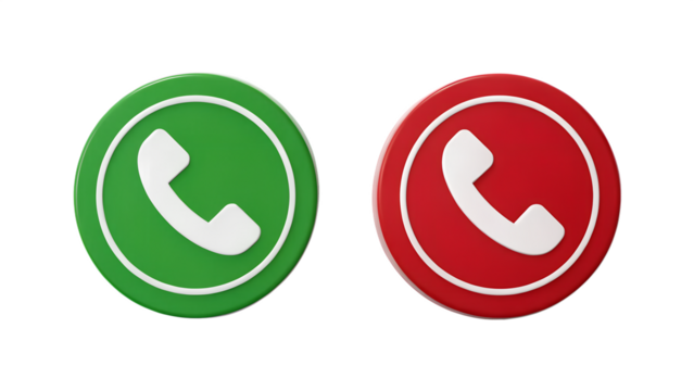 Accept or decline call icons for user interface design, indicating connection status options