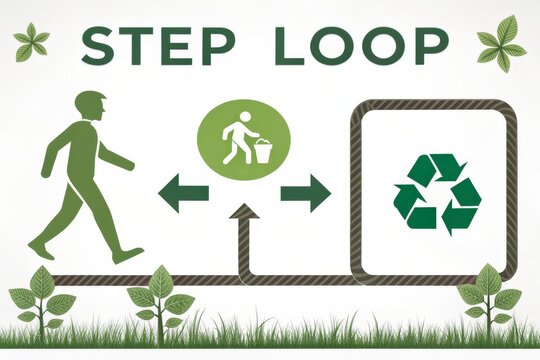 Conceptual eco infographic of walking path recycling concept