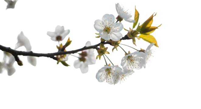 Isolated realistic photo of cherry blossom branch with white flowers - Powered by Adobe