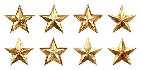 Obraz premium PNG Golden stars with intricate designs, element set on transparent background