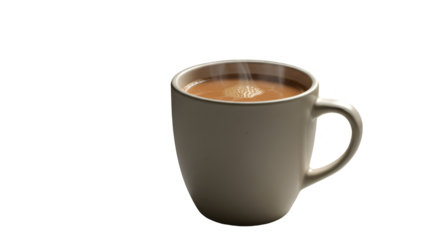 Isolated realistic photo of steaming coffee in beige mug