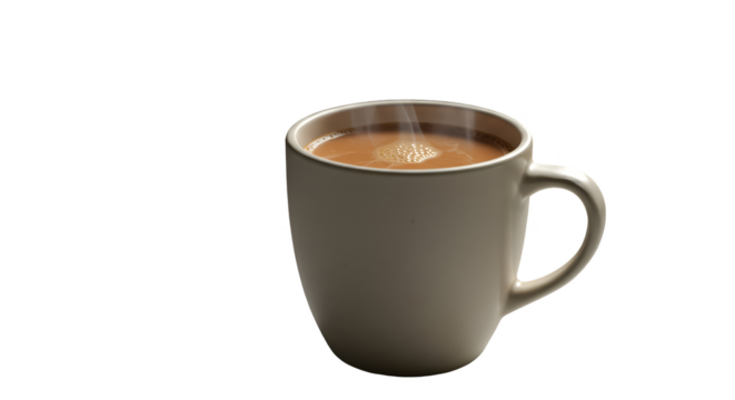 Isolated realistic photo of steaming coffee in beige mug