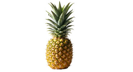 Isolated Realistic Pineapple Fruit With Green Leaves And Yellow Skin