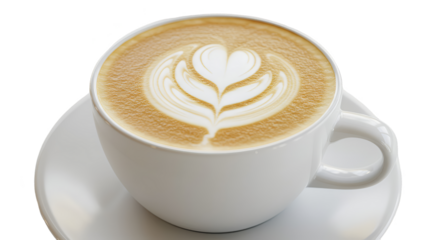 Photo Realistic Cappuccino With Heart Latte Art On Saucer