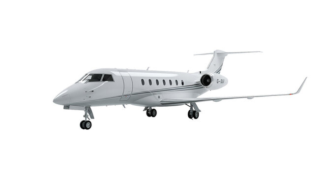 Isolated realistic private jet airplane isolated on black