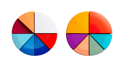Business Pie Chart Collection, isolated on transparent background