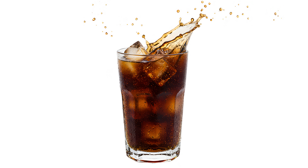 Photo Refreshing Dark Soda Splash Ice Cubes Transparent PNG