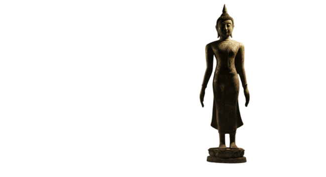Isolated Realistic Statue of Buddha on Black Background
