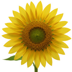 Fototapeta premium Isolated Realistic Sunflower Flower Detailed Yellow Petals Green Center