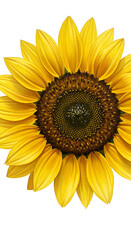 Naklejka premium Isolated Realistic Sunflower Illustration Yellow Petals Brown Center