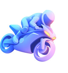 A minimalist icon for a person riding a motorcycle