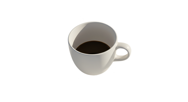 Isolated Realistic White Coffee Mug Filled With Dark Coffee