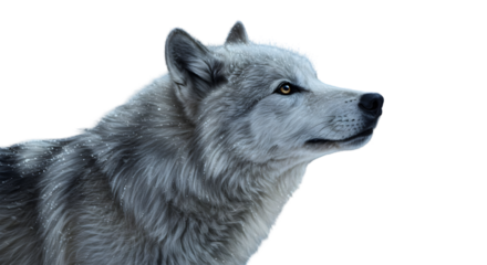 Isolated Realistic Wolf Portrait Snowy Winter Weather Close Up