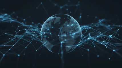 Futuristic digital globe representing global communication and data flow across the technological plexus network