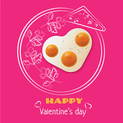 Vector linear illustration of festive Valentine's Day eggs. Heart-shaped eggs on a pink background. Suitable for holiday posters, banners, or cards.