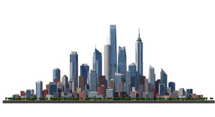 Pixel Art Cityscape Illustration With Tall Buildings