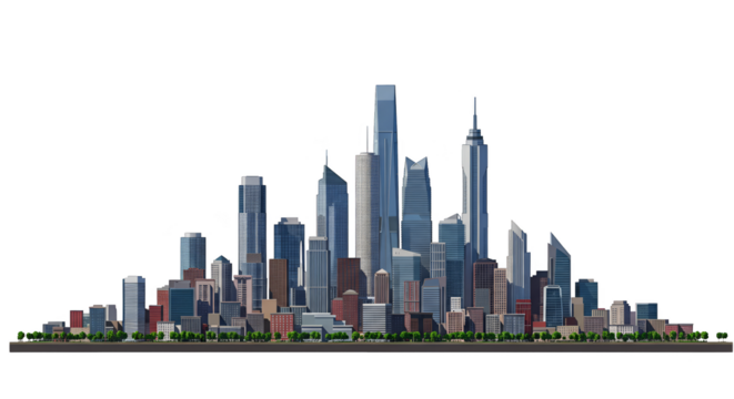 Pixel Art Cityscape Illustration With Tall Buildings